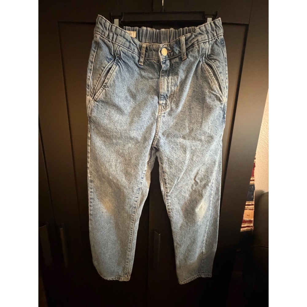 Zara DNWR Light Wash Denim Joggers Elastic Waist Tapered Jeans Blue Women 29
